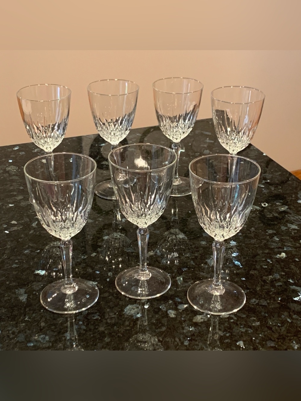 Vintage Luminarc Georgetown Cut Crystal Wine Glasses Goblets - Set of 7
